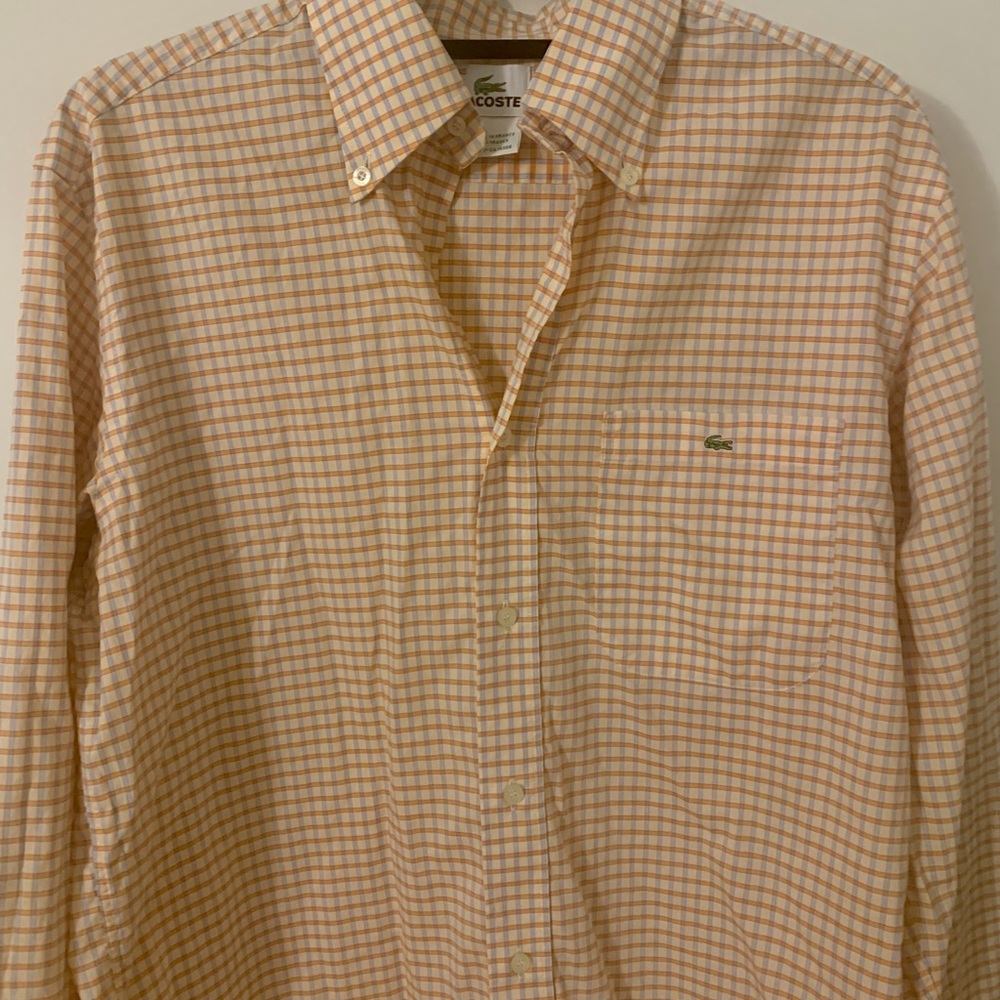 Men’s Lacoste 100% Cotton Regular Long Sleeve Button Down (Size 40)